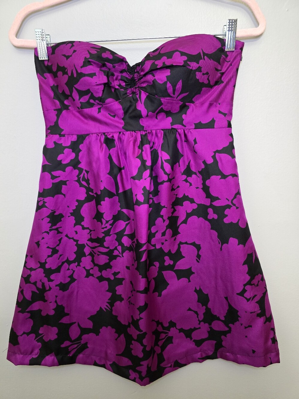 Forever 21 Strapless Fuchsia Floral Mini Dress